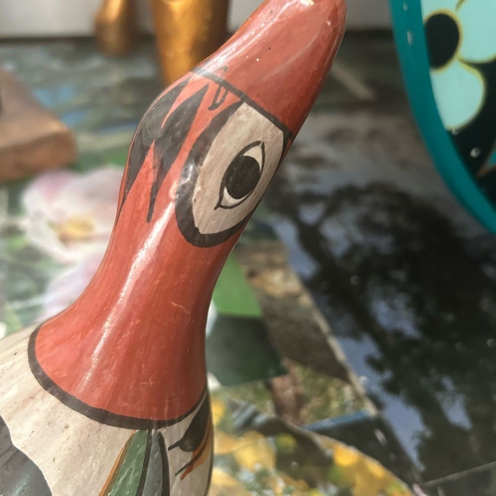 Vintage Tonala Folk Art Pottery Hand Painted Ceramic Duck Figurine, Mexico - Picture 6 of 16